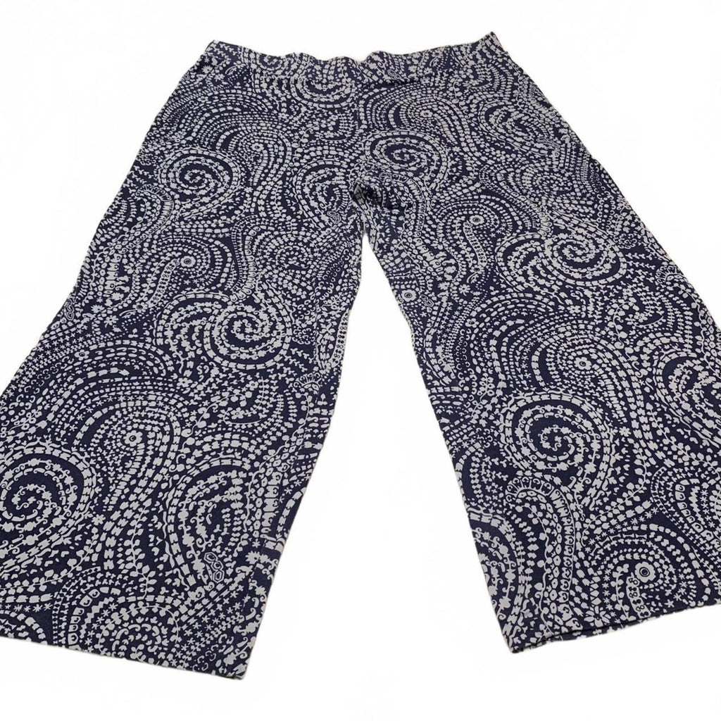 Pantalones anchos con estampado abstracto azul marino para mujer Charter Club Weekend (talla 3X, talla 41)