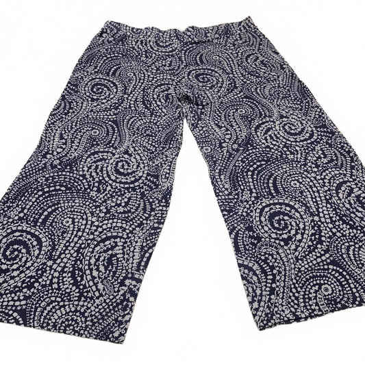 Charter Club Weekend Women's 3X Navy Abstract Print Wide-Leg Pants W41