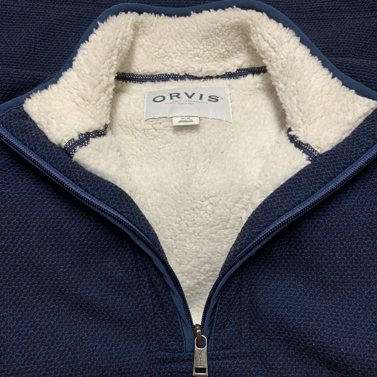 Chaqueta polar azul marino mediana con forro de sherpa de Orvis para hombre