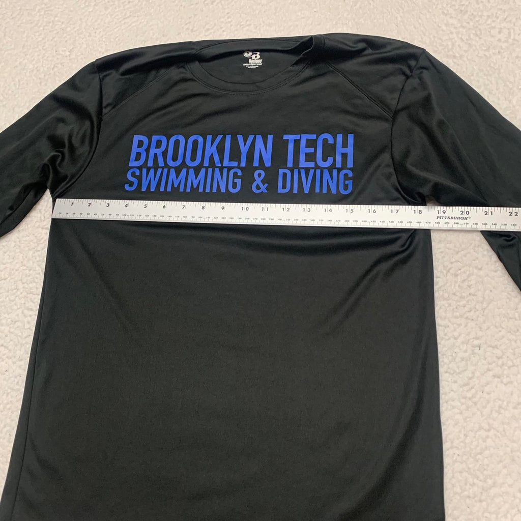 Camiseta de manga larga para natación y buceo Badger Sports Brooklyn Tech negra para hombre (talla S)