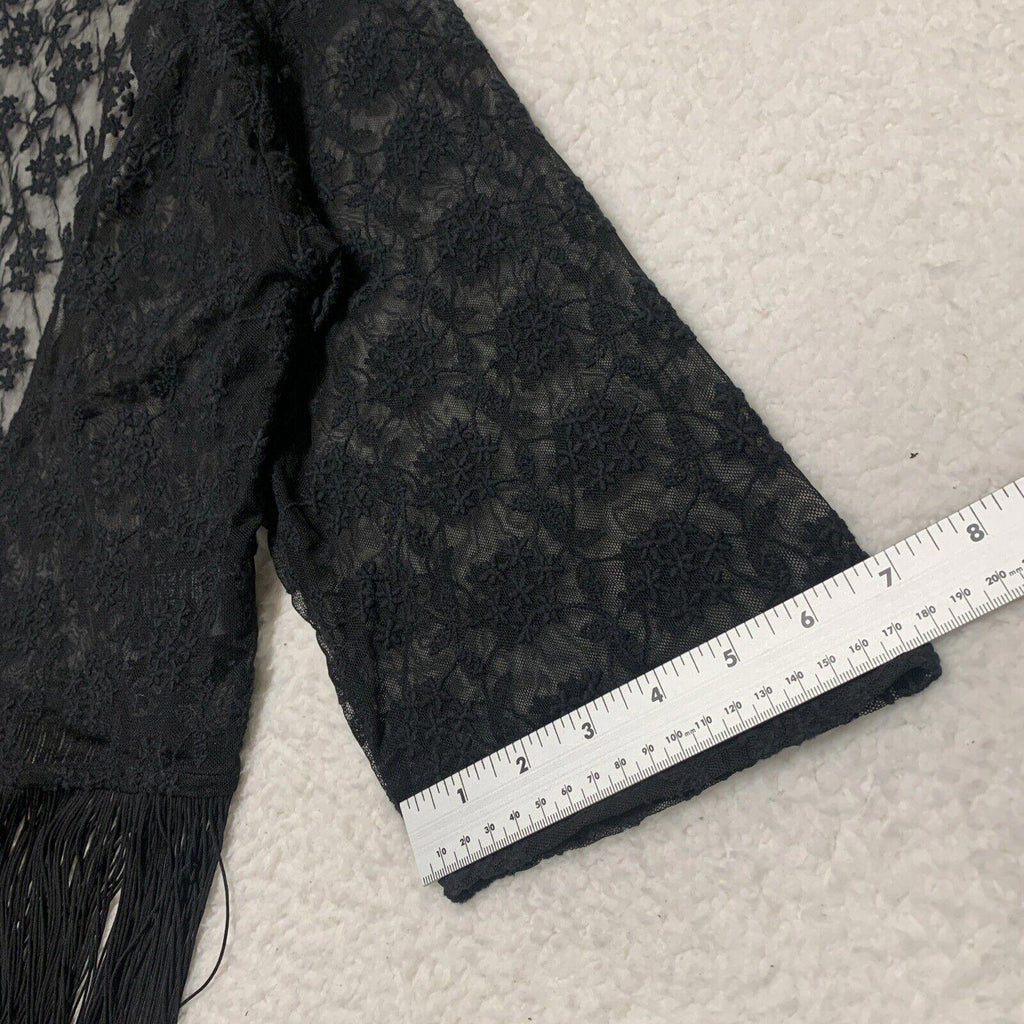 Bufanda tipo chal con flecos de encaje negro para mujer, talla S, estilo bohemio grunge, de H&amp;M