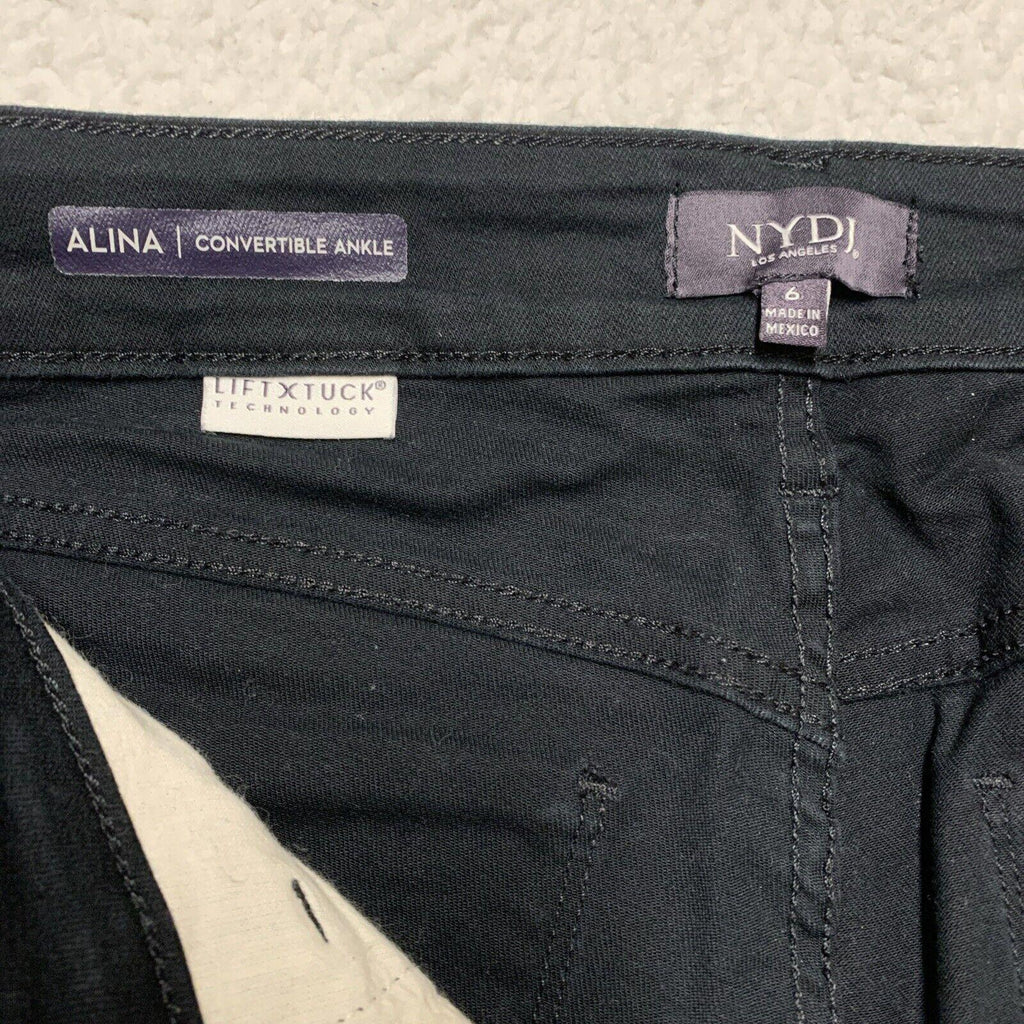 Vaqueros negros NYDJ talla 6 para mujer, pierna recta, tecnología Lift Tuck y elásticos