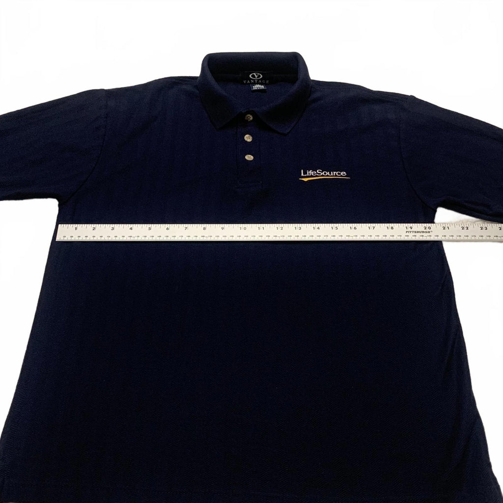 Vantage Men's Size Medium Navy Blue Polo Shirt 100% Combed Cotton