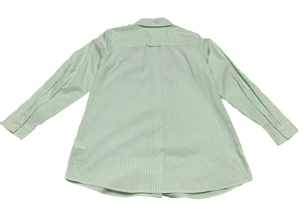 Camisa de botones a rayas verdes con bordado floral para mujer, talla S de Quacker Factory