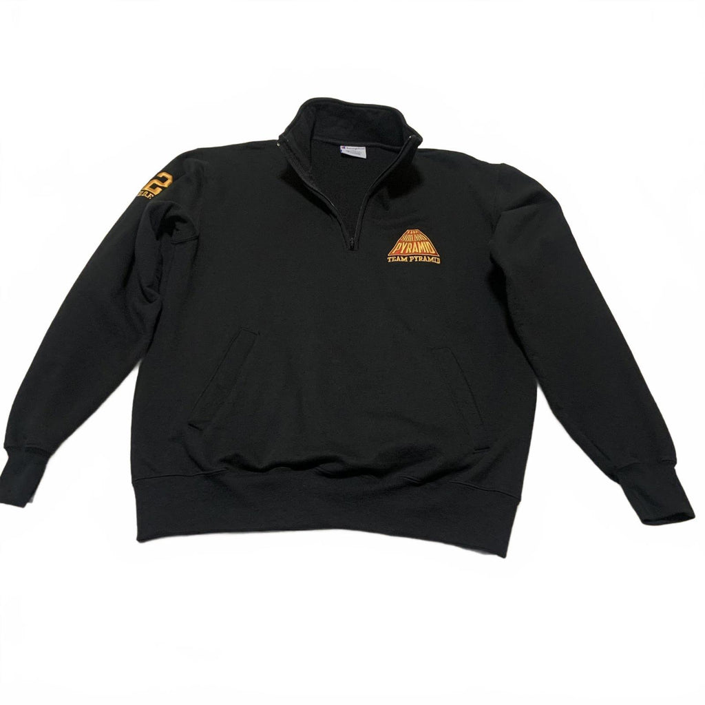 Sudadera Champion Eco Authentic Team Pyramid para hombre, color negro, con cremallera de un cuarto, talla L