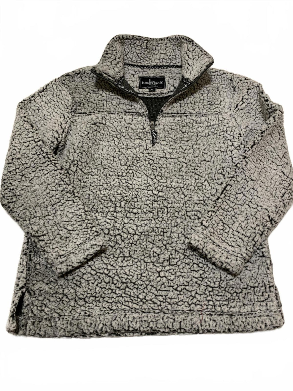 Chaqueta tipo jersey de forro polar sherpa gris con cremallera de un cuarto para hombre, talla M, de Boxercraft