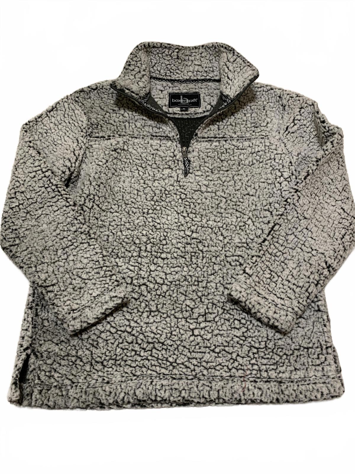 Chaqueta tipo jersey de forro polar sherpa gris con cremallera de un cuarto para hombre, talla M, de Boxercraft