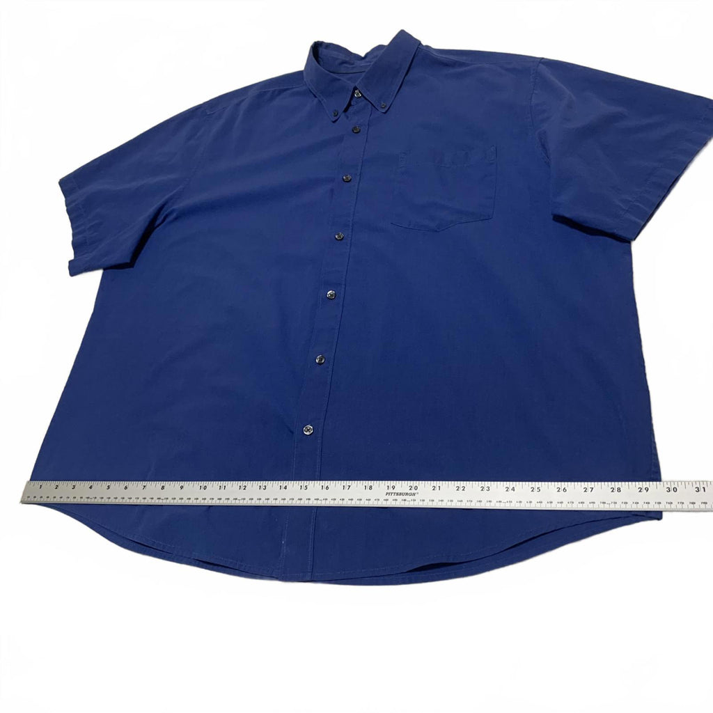 Camisa de manga corta azul con botones, edición básica, talla 2XL para hombre