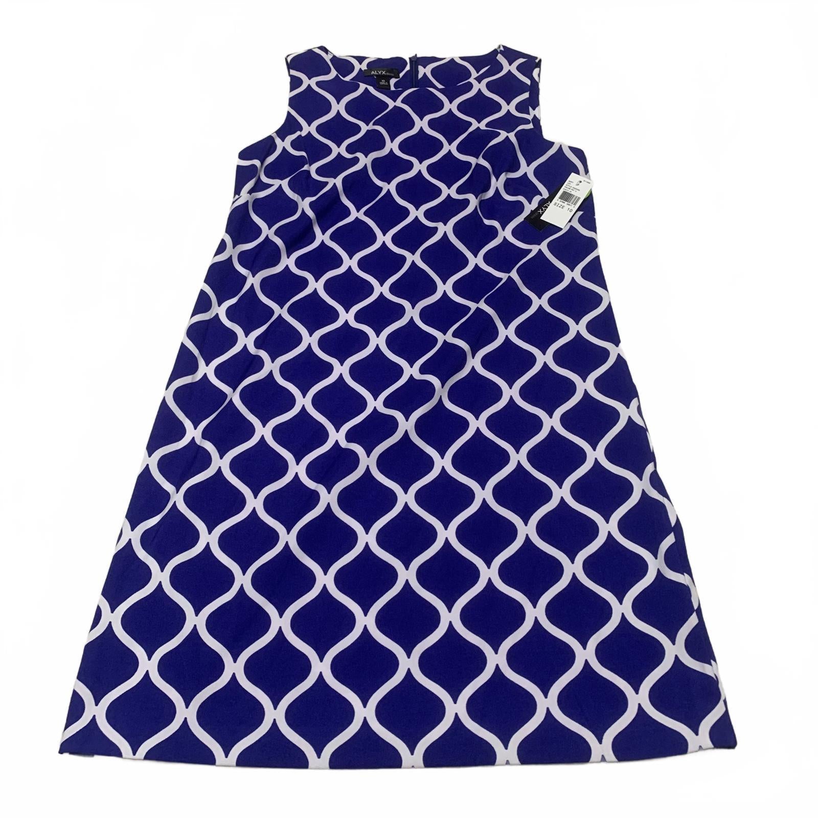 Vestido ALYX para mujer, talla 10, azul real, blanco, estampado, sin mangas