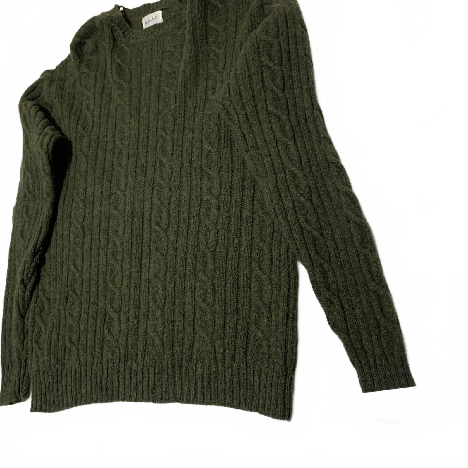 Suéter de lana Shetland verde oliva para mujer, talla M, colección Next Designer
