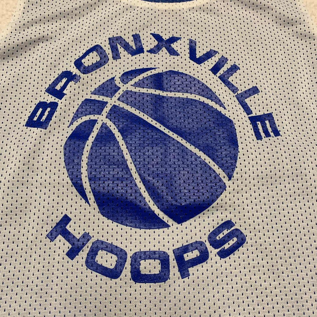 Camiseta de baloncesto unisex Sport-Tek, talla L, azul y blanca, reversible, de los Bronxville Hoops