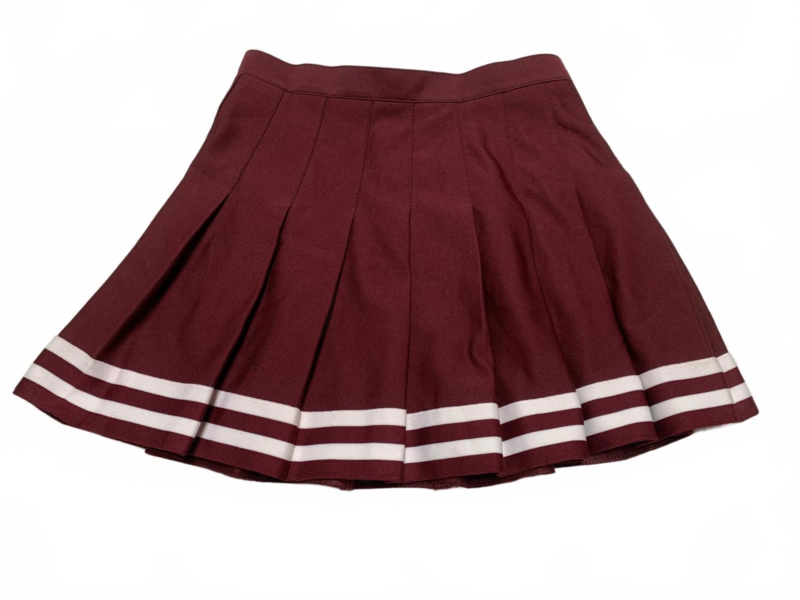 Falda plisada burdeos de rayas blancas para animadora VTG Chasse para mujer adulta, talla 6 S