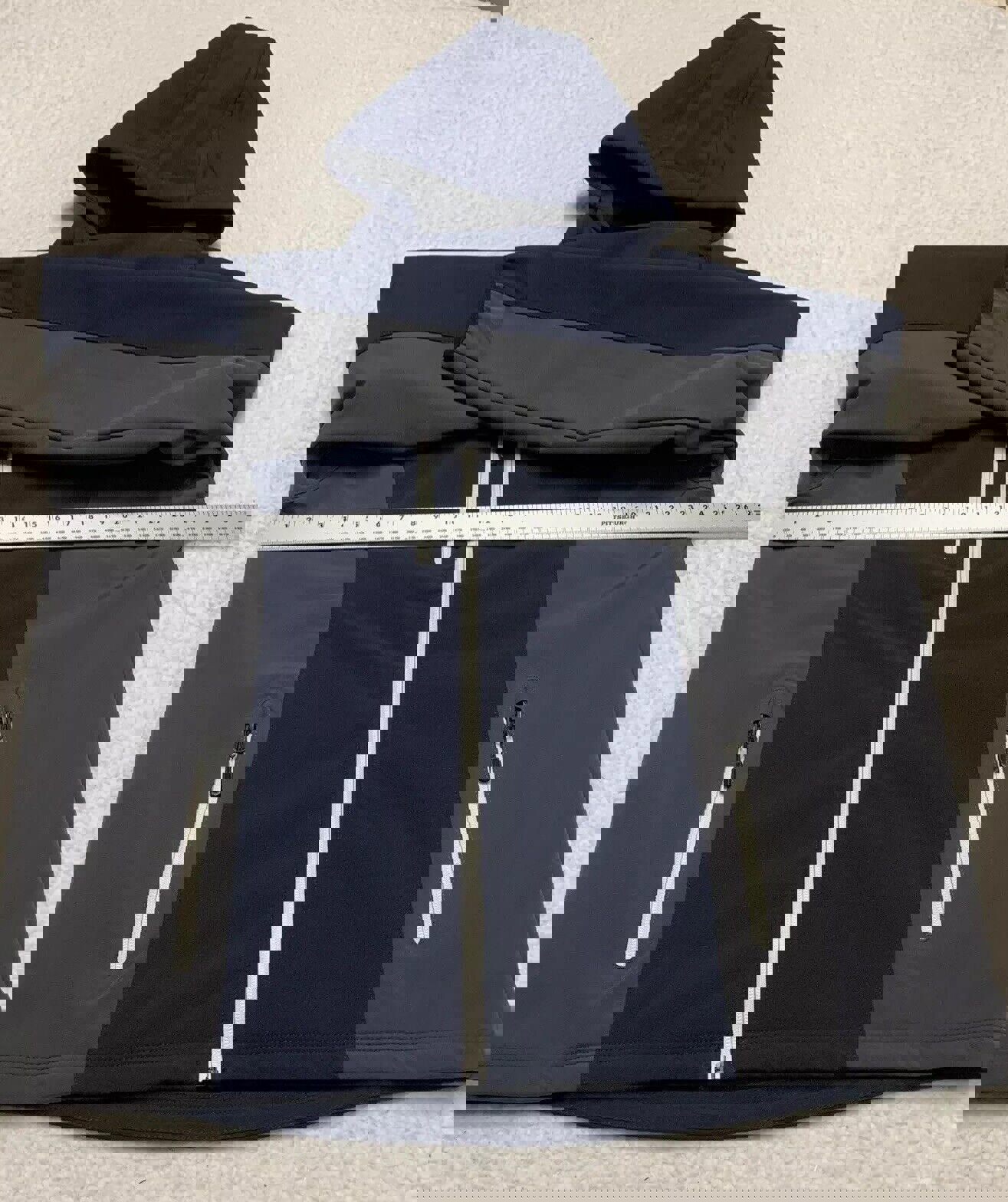 Chaqueta de golf Landway para hombre, con capucha, forro polar, cierre completo y caparazón blando, color azul marino/gris, talla mediana