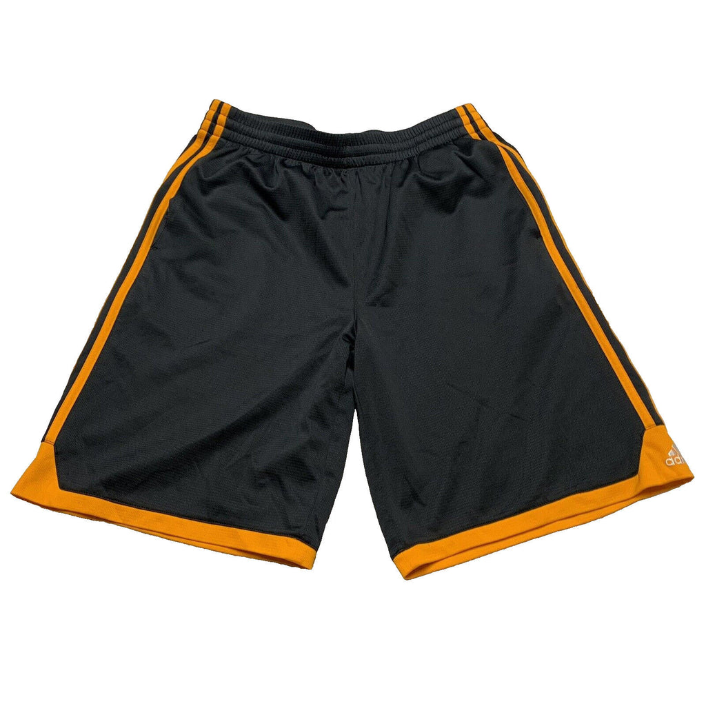 Pantalón corto deportivo Adidas para niño, talla XL 18, color gris oscuro y naranja, con 3 rayas - Baloncesto