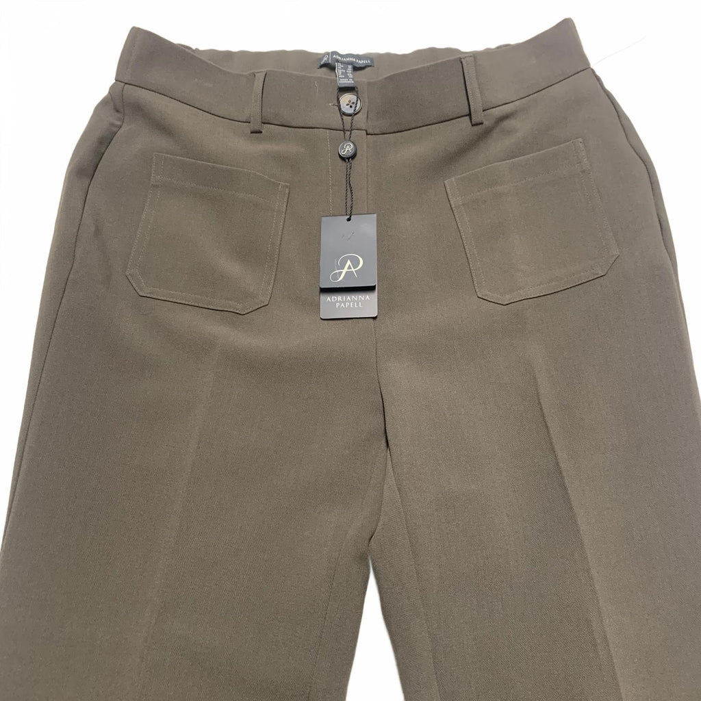 Pantalones anchos marrones con parches Adrianna Papell para mujer, talla 8, talla pequeña, ancho 32 x 26,5