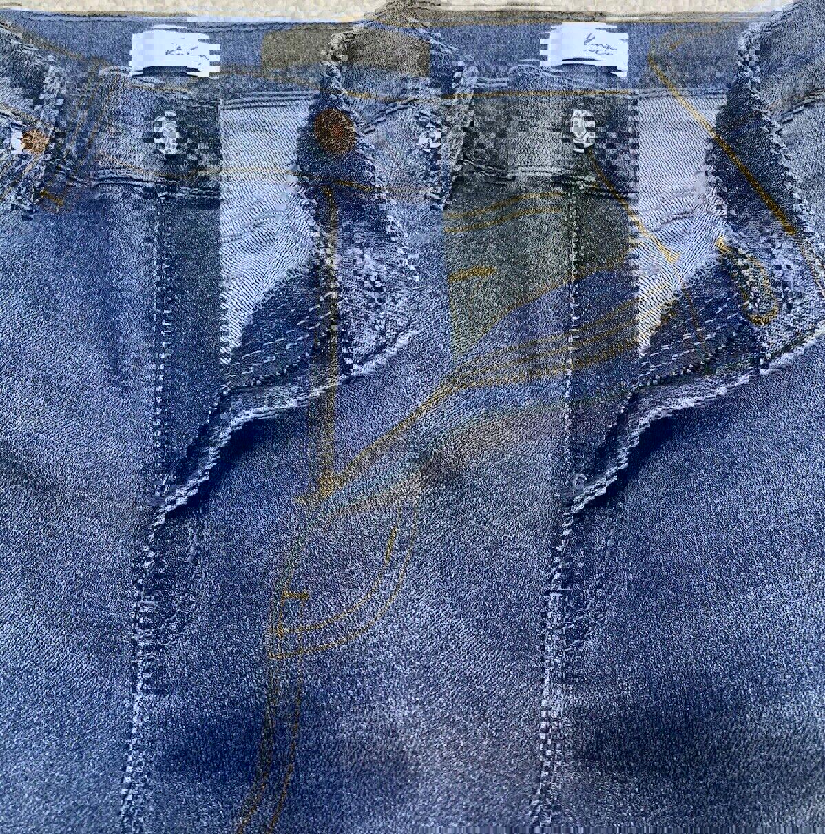 Jeans Kancan para mujer, talla 13.30, azul, desgastado, pierna recta