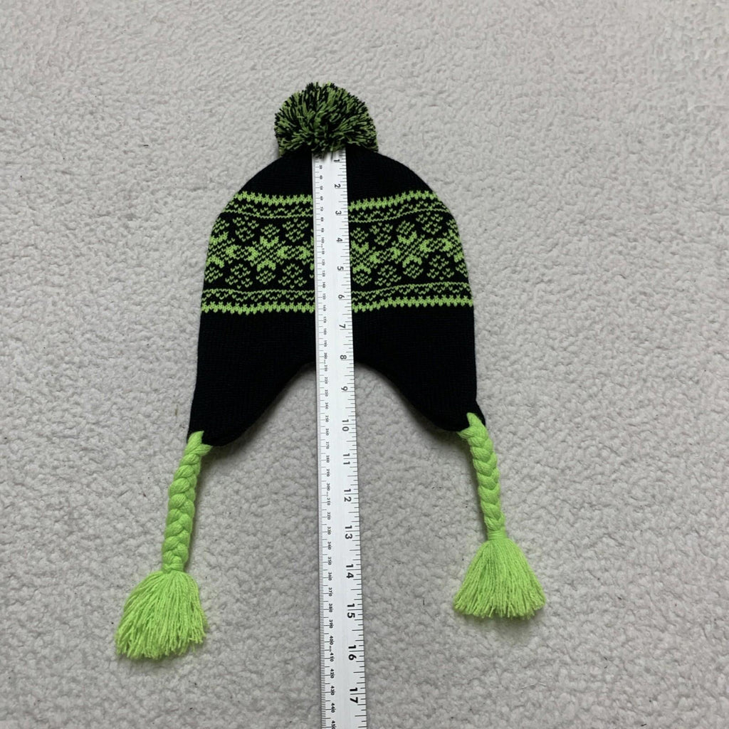 Gorro de lana resistente a la intemperie para jóvenes, talla única (8/20), con pompón y orejeras trenzadas