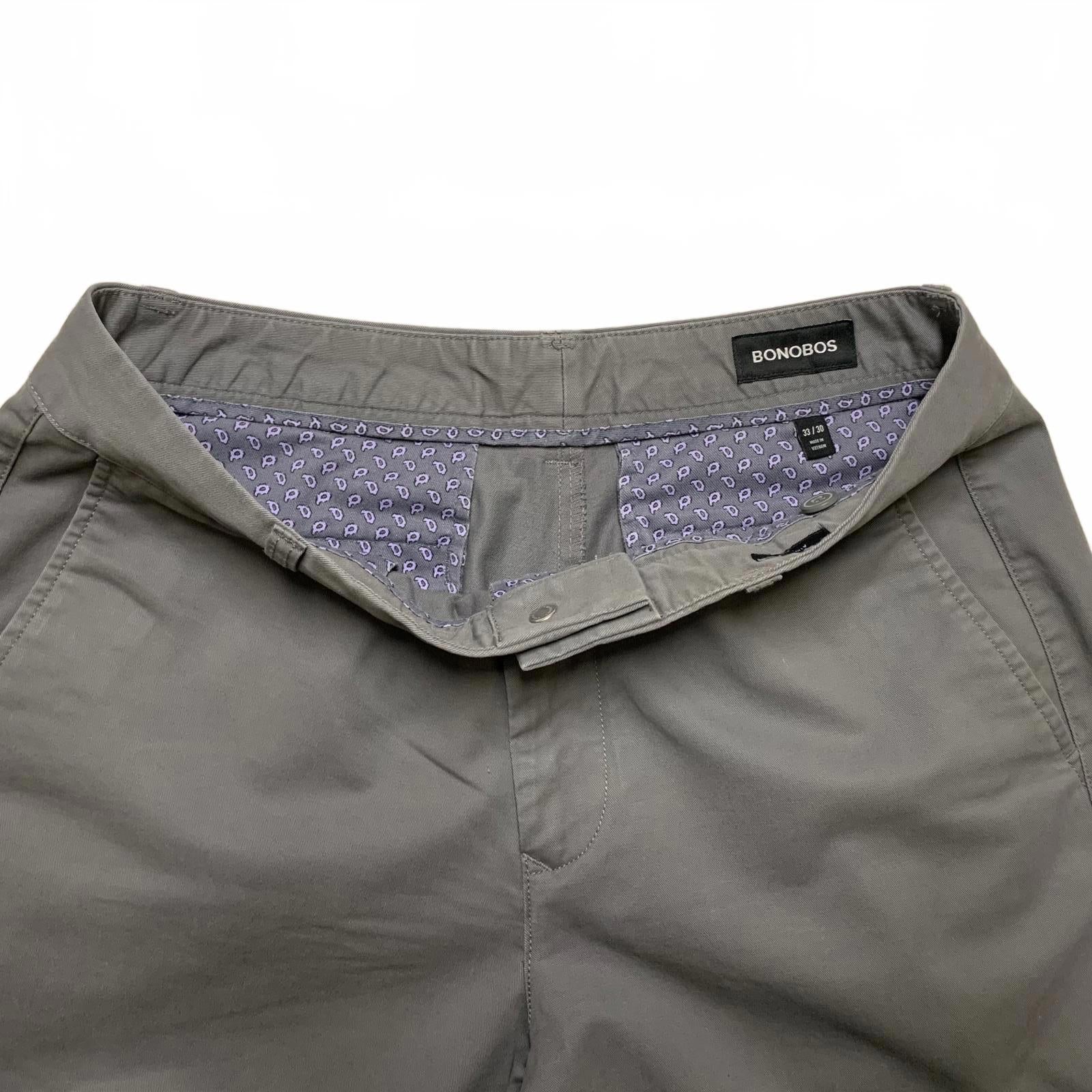 Pantalones chinos grises Bonobos para hombre, talla 33 x 30, ancho 31 x largo 30 cm (real)