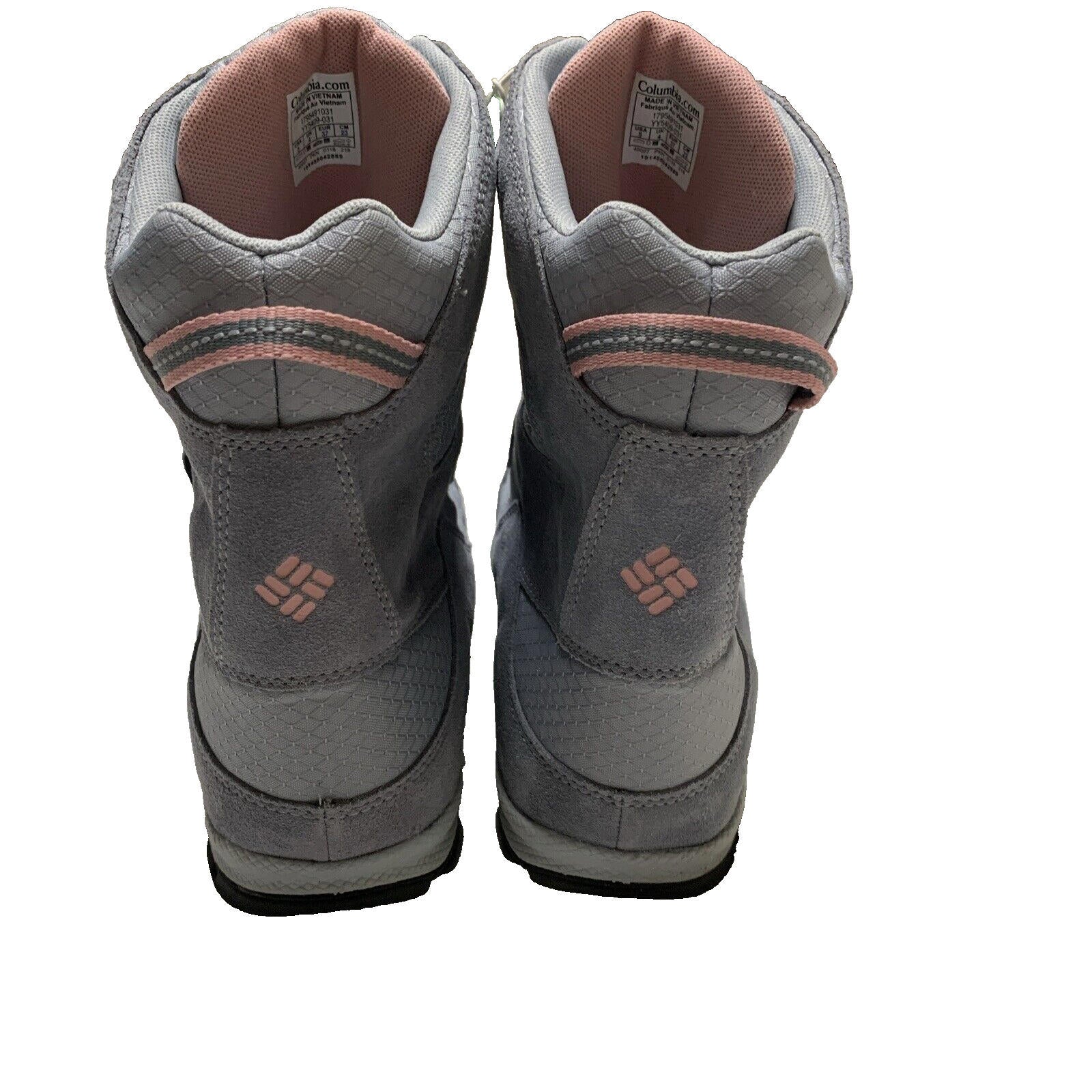 Botas de nieve Columbia para jóvenes, talla 5, impermeables, de invierno, Omni-Grip, gris y rosa