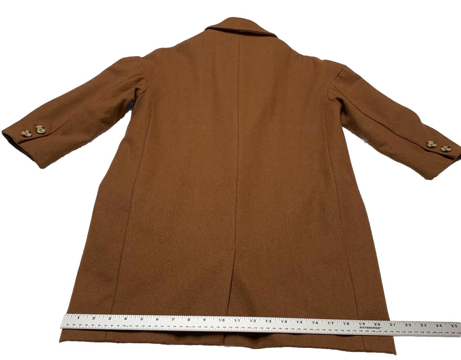 Cartonnier Wool Blazer Coat Women’s Small Brown Oversized Boyfriend 3/4 Sleeve