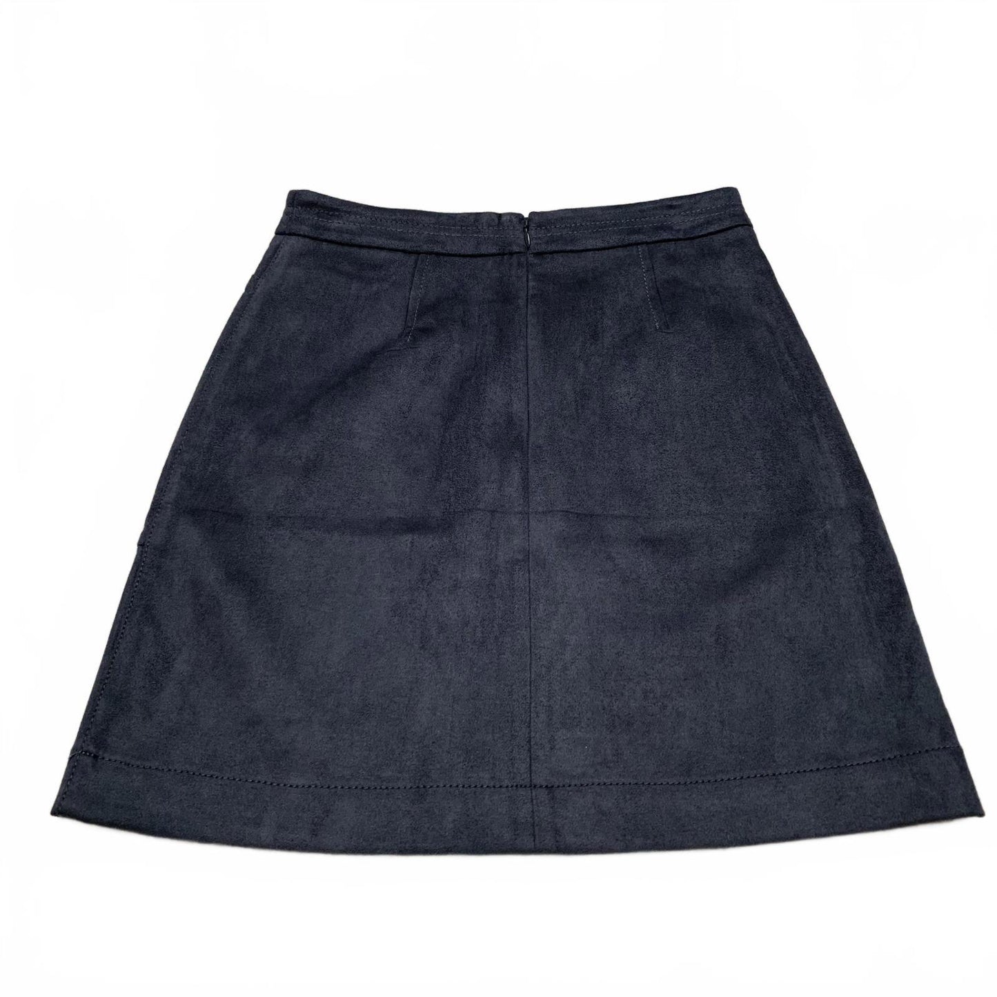 LOFT Petite Sze 00 Petite Suede Mini Skirt Zipper Pockets Charcoal Gray W 26.5