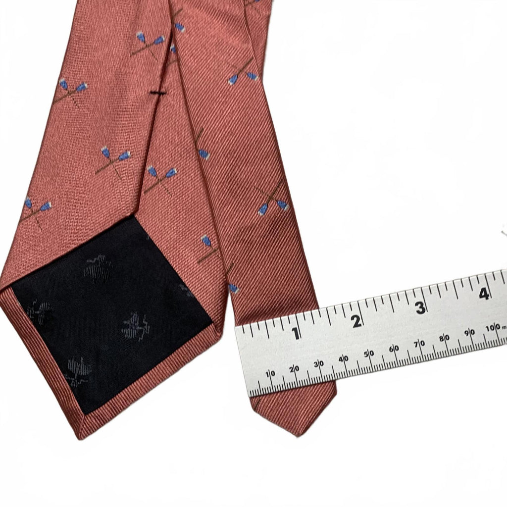 Corbata de seda rosa polvoriento OSFA para hombre de Brooks Brothers, estampado azul, EE. UU.