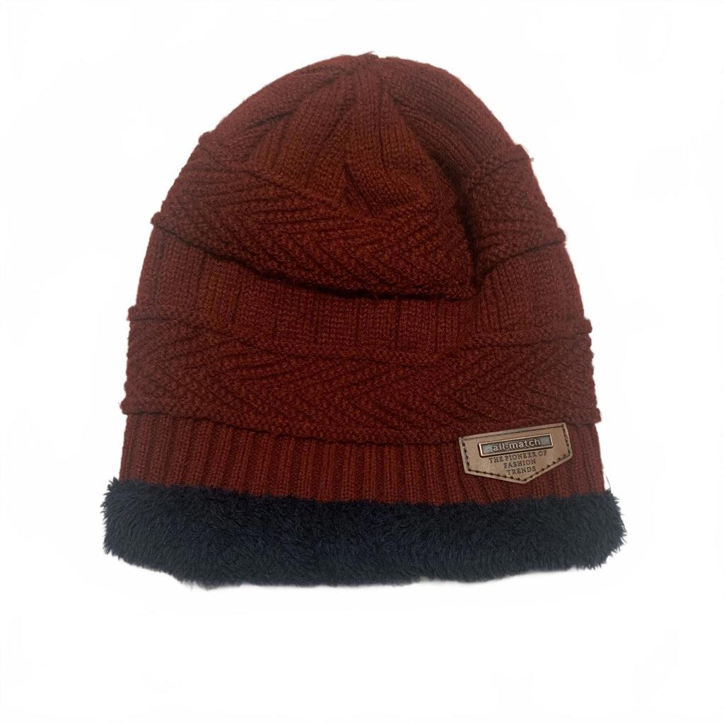 Conjunto de gorro, bufanda y guantes de punto para invierno, color burdeos y azul marino, forro de piel sintética OSFA