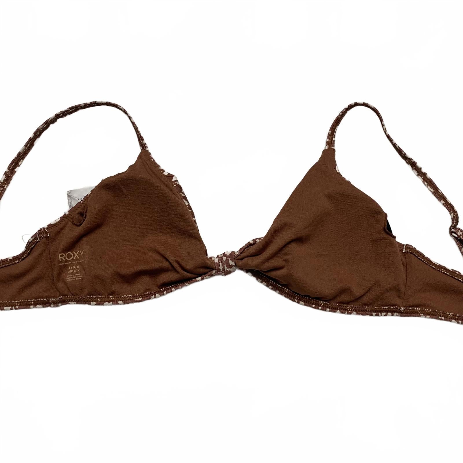 Top de bikini Roxy Love the Surf Knot para mujer, talla L, estampado marrón