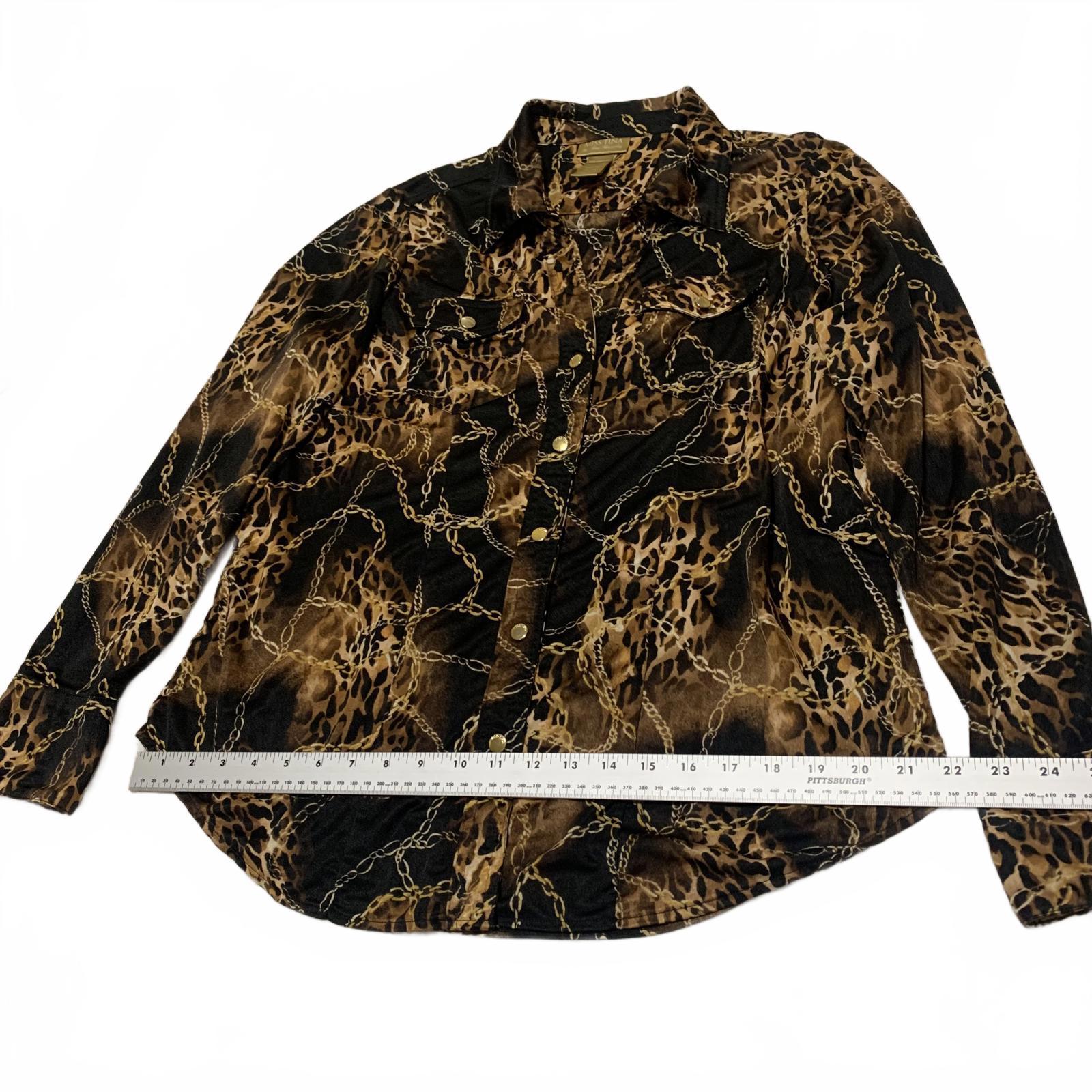 Blusa de manga larga negra y dorada con estampado de leopardo para mujer, talla XXL, de Miss Tina Knowles