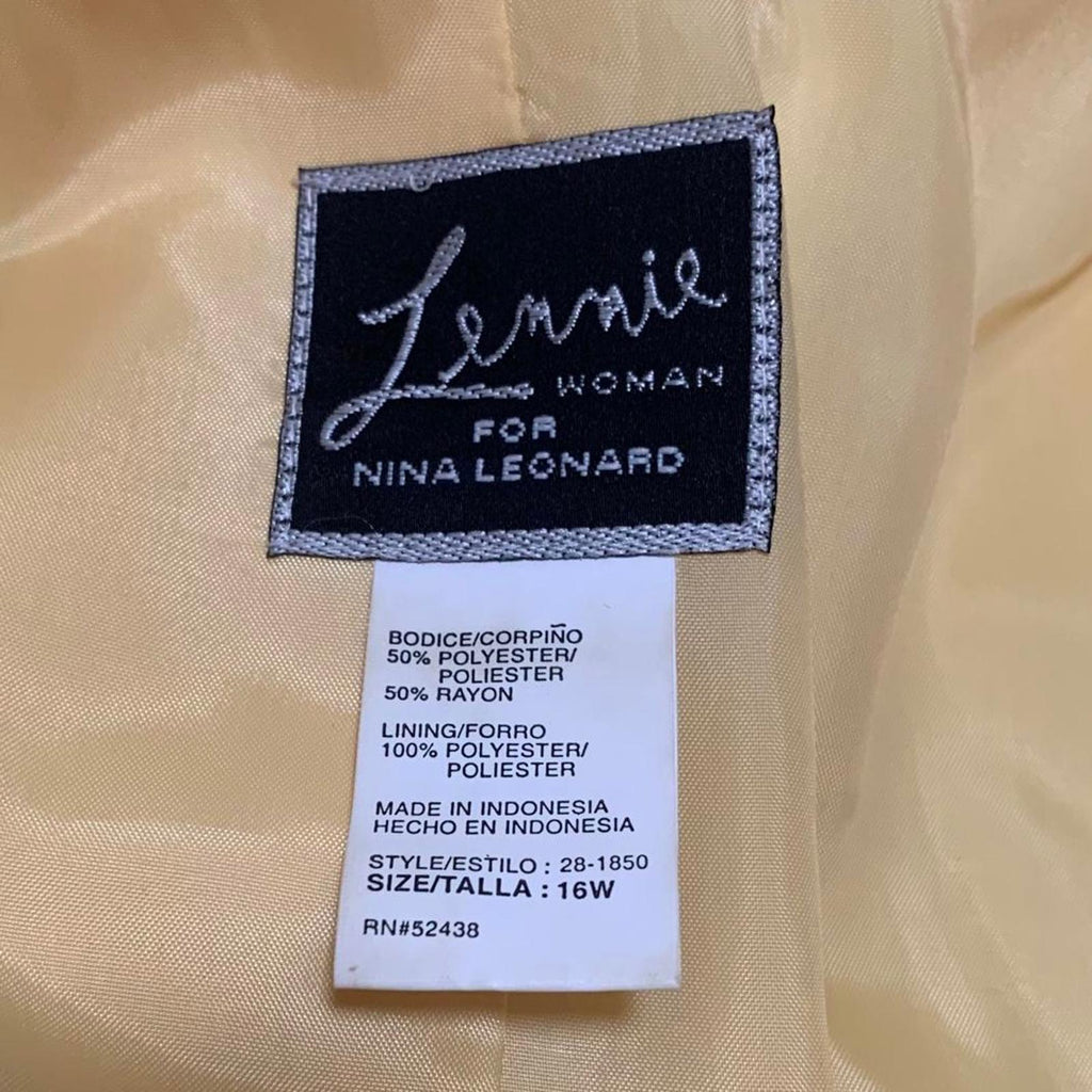 Chaqueta amarilla con botones y diseño enrejado de Lennie Woman para Nina Leonard, talla 16W, para mujer