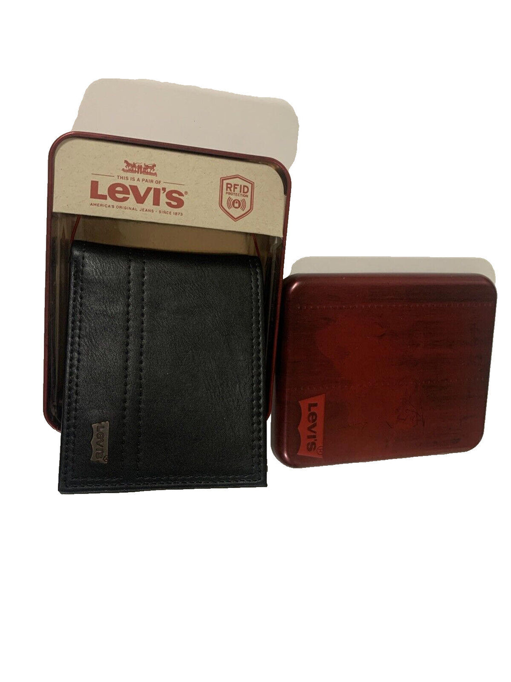 Levi's Men's Black Wallet RFID Identity Theft Protection Stitched
