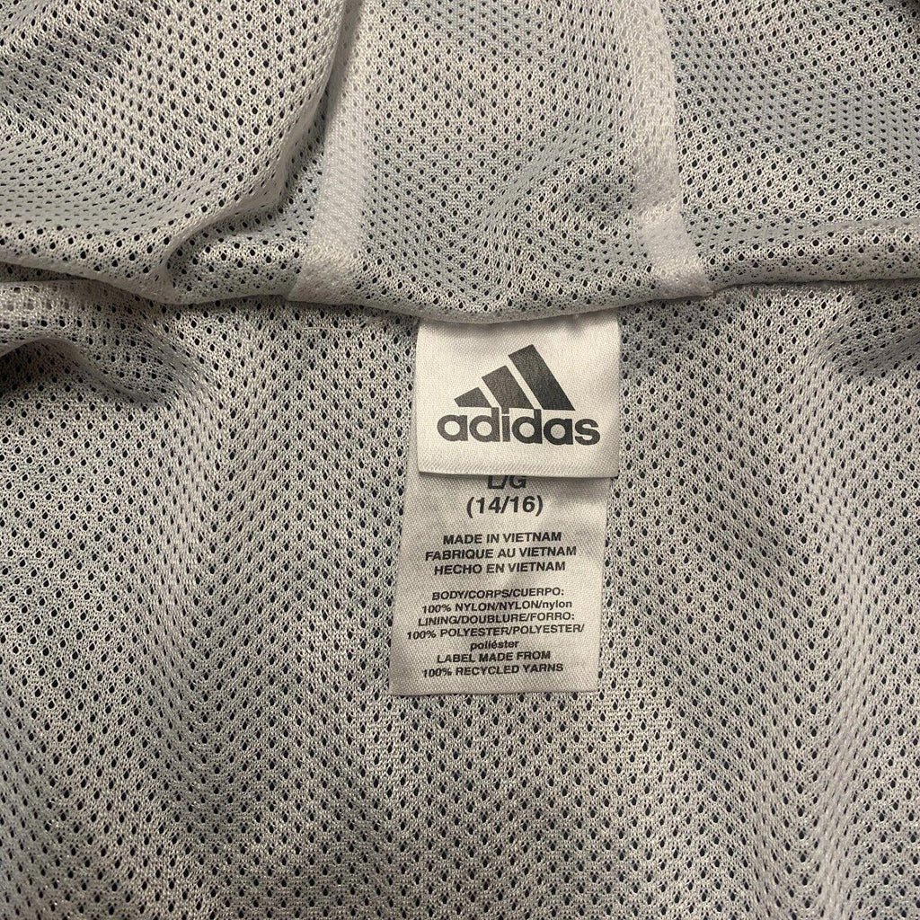 Chaqueta cortavientos con capucha y cremallera completa negra grande para niño de ADIDAS, talla 14/16
