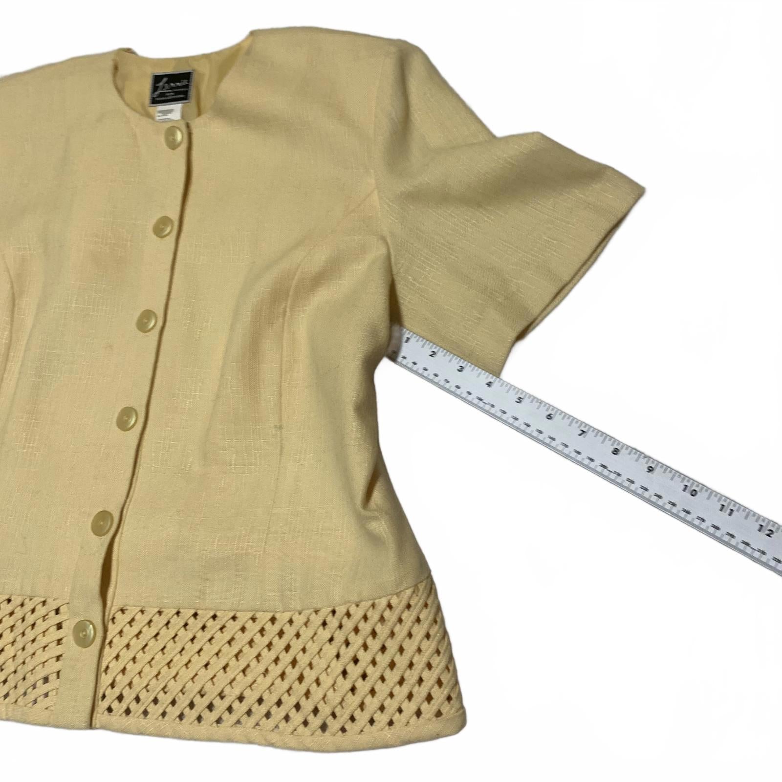 Chaqueta amarilla con botones y diseño enrejado de Lennie Woman para Nina Leonard, talla 16W, para mujer