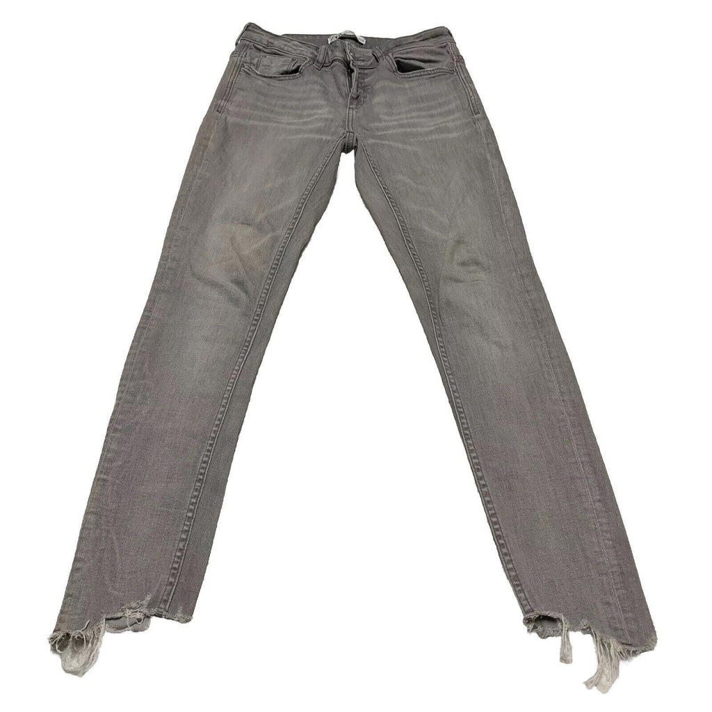 Vaqueros desgastados ajustados de lavado claro gris talla 6 para mujer de Zara