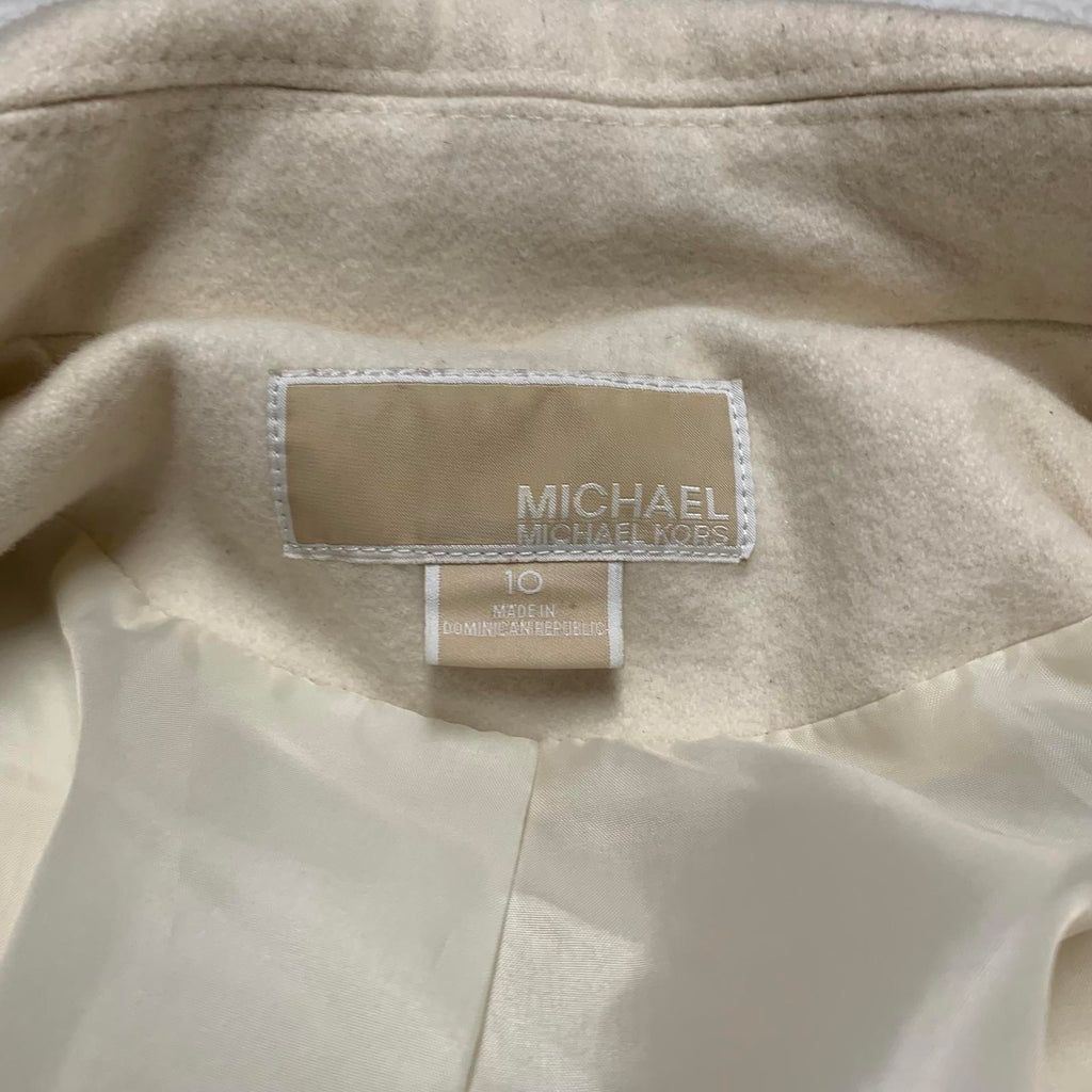 Abrigo con cremallera color crema Michael Kors para mujer, talla 10