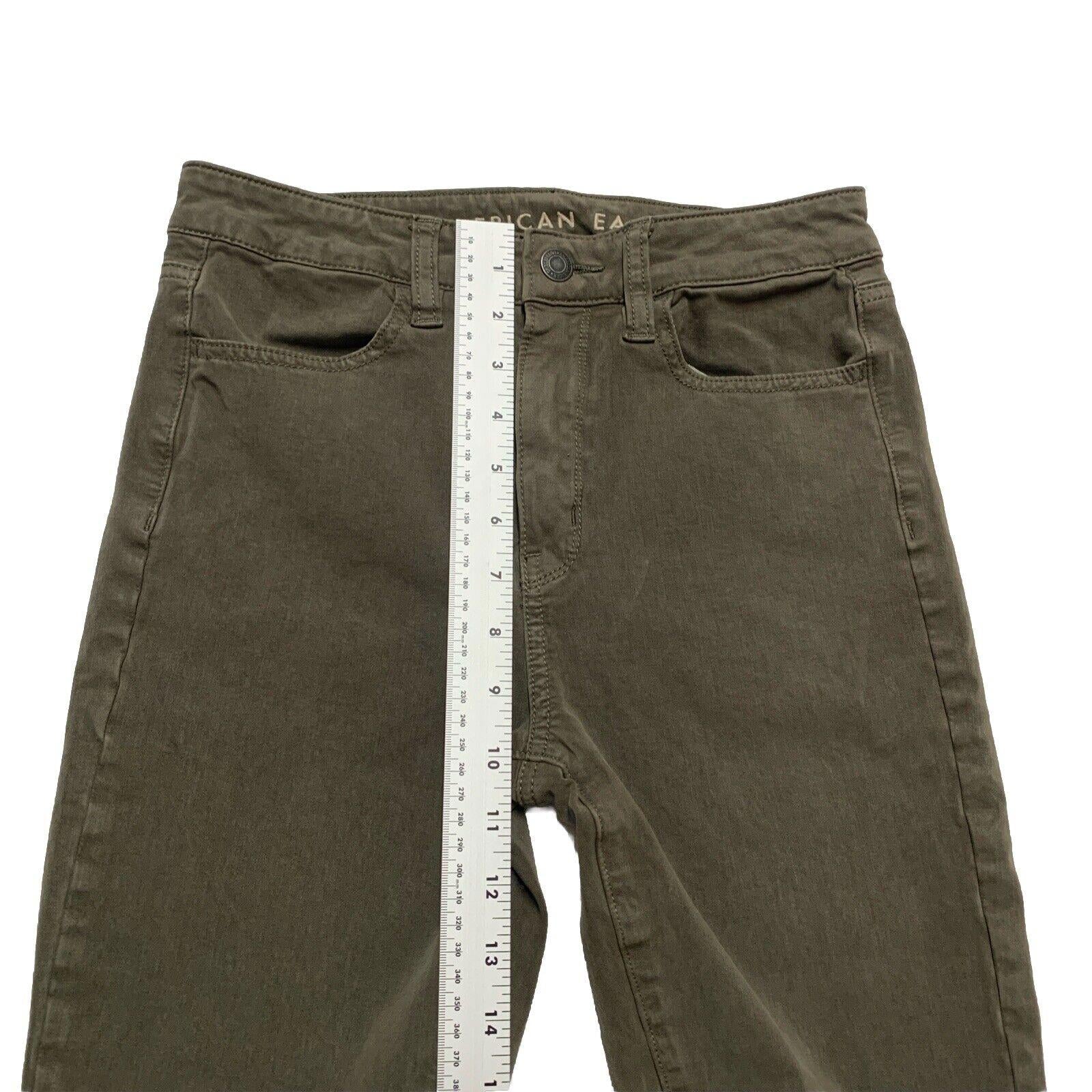 Jeggings elásticos de tiro alto superalto de American Eagle para mujer, talla 2 regular, color verde grisáceo