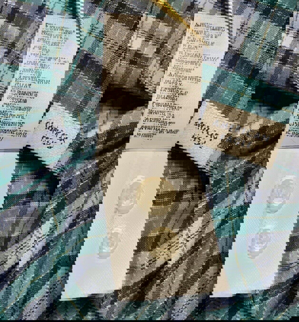 Camisa abotonada azul verdoso de manga larga a cuadros para mujer de American Eagle, talla grande