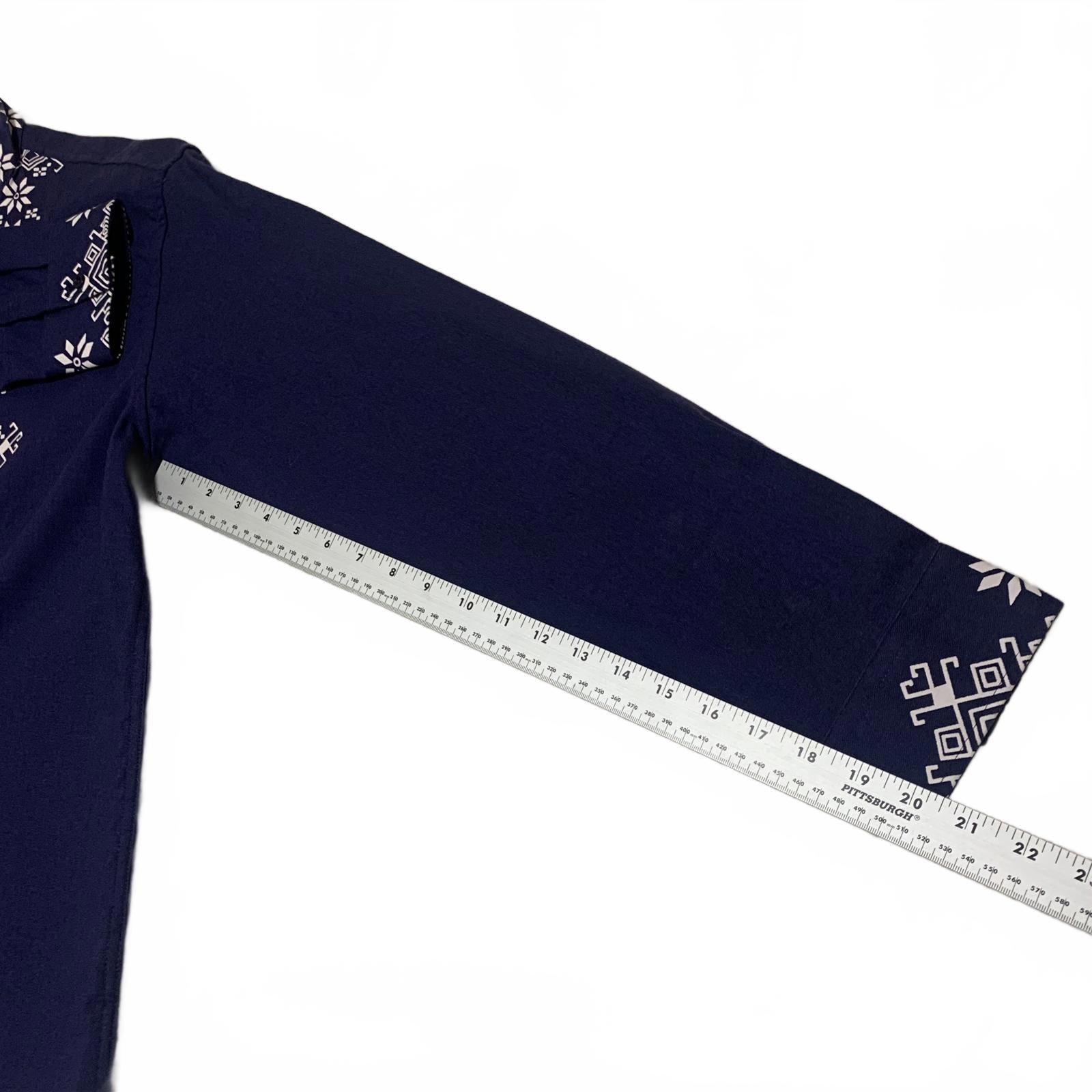 Camisa de algodón con cuello túnica bordada de manga larga azul talla XL para hombre de Coofandy