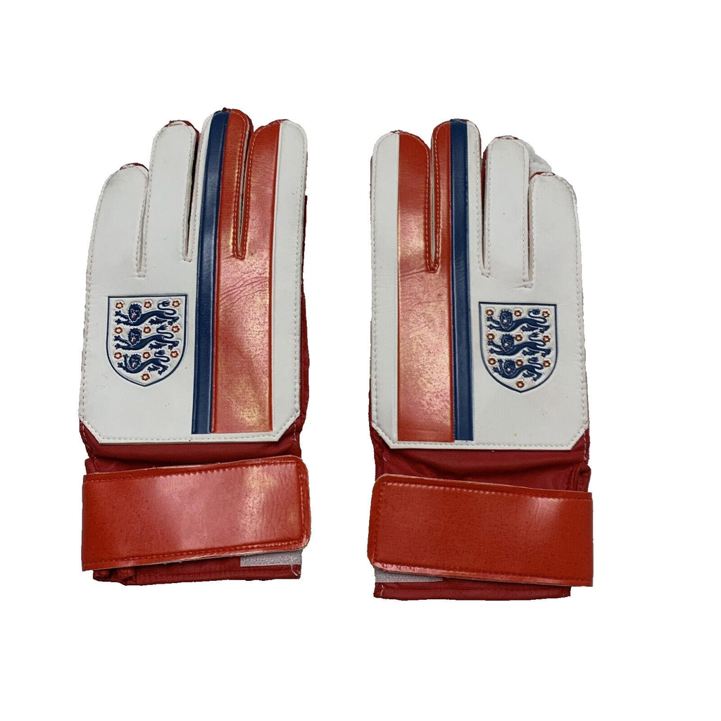 Guantes de portero para adultos de fútbol inglés, rojo, blanco y azul.