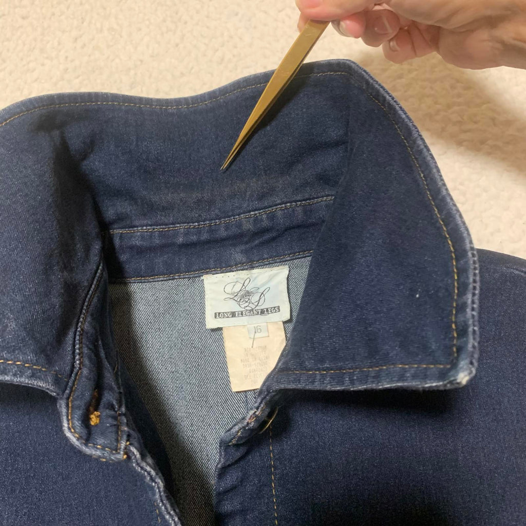 Long Elegant Legs Women's Size 16 Dark Blue Denim Button Front Sleeveless Dress