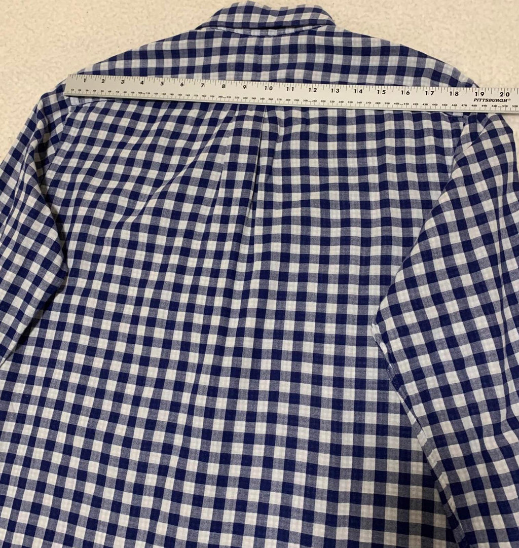 Camisa Ralph Lauren para hombre, talla L, azul, blanca, a cuadros, informal, con botones, manga larga