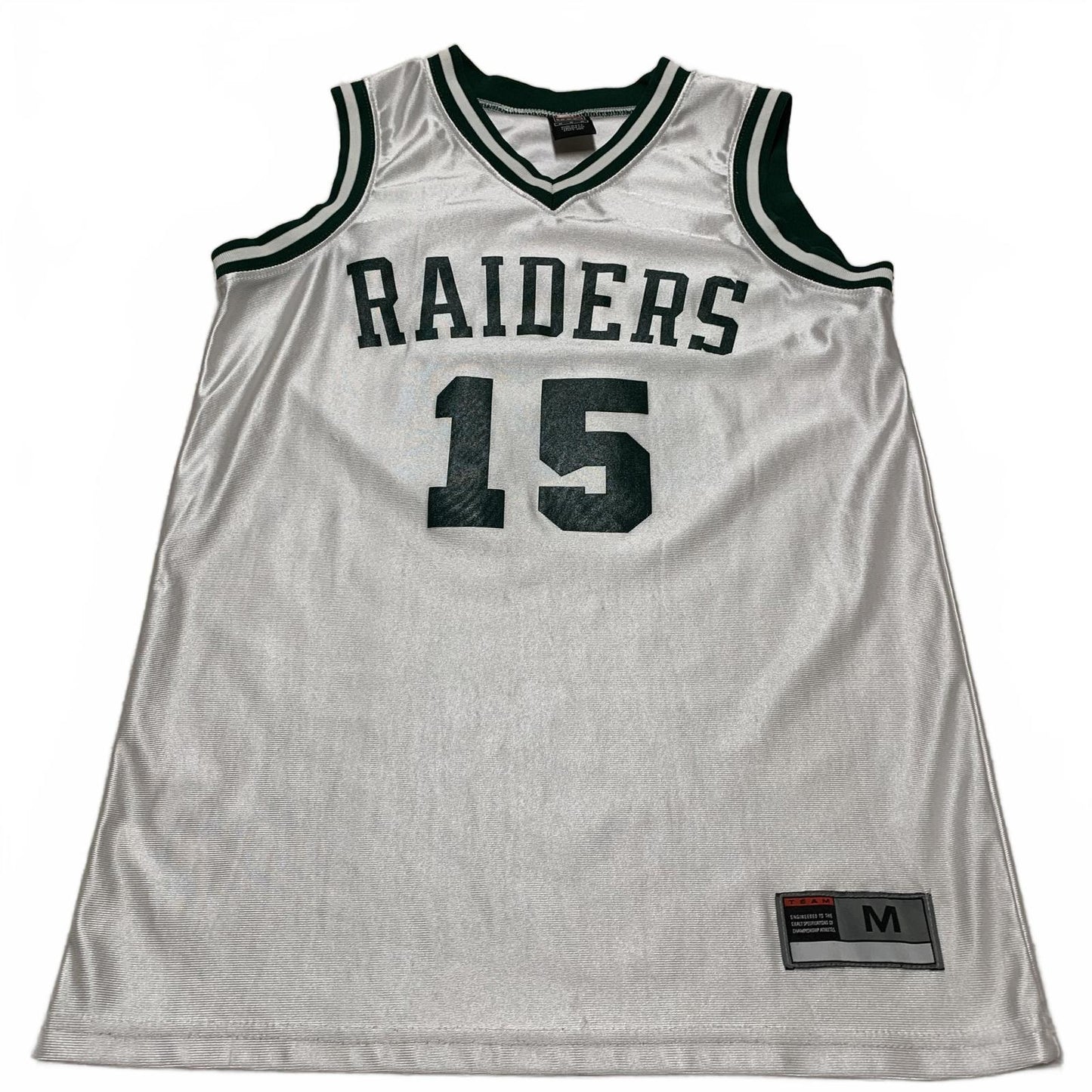 Vintage Nike Mens Raiders Basketball Jersey #15 Sz M White Late 90s Y2K