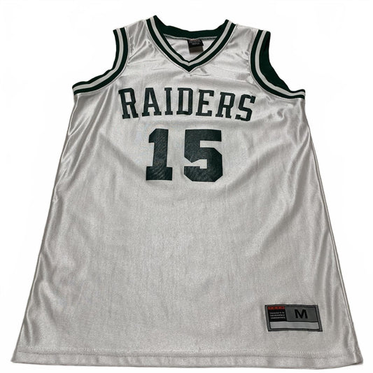 Vintage Nike Mens Raiders Basketball Jersey #15 Sz M White Late 90s Y2K