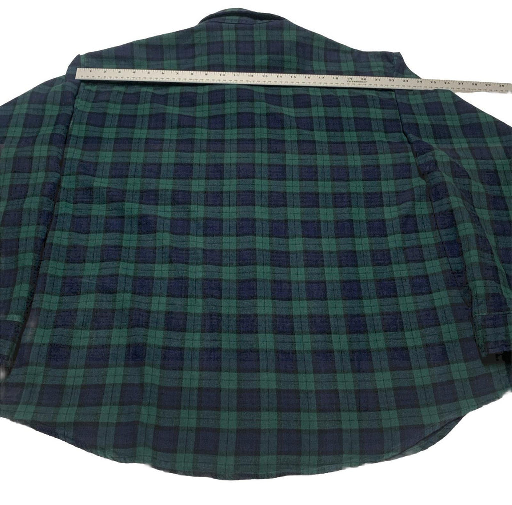 Faded Glory Men’s 2XL 50/52 Blue Green Plaid Long Sleeve Skipper Shirt
