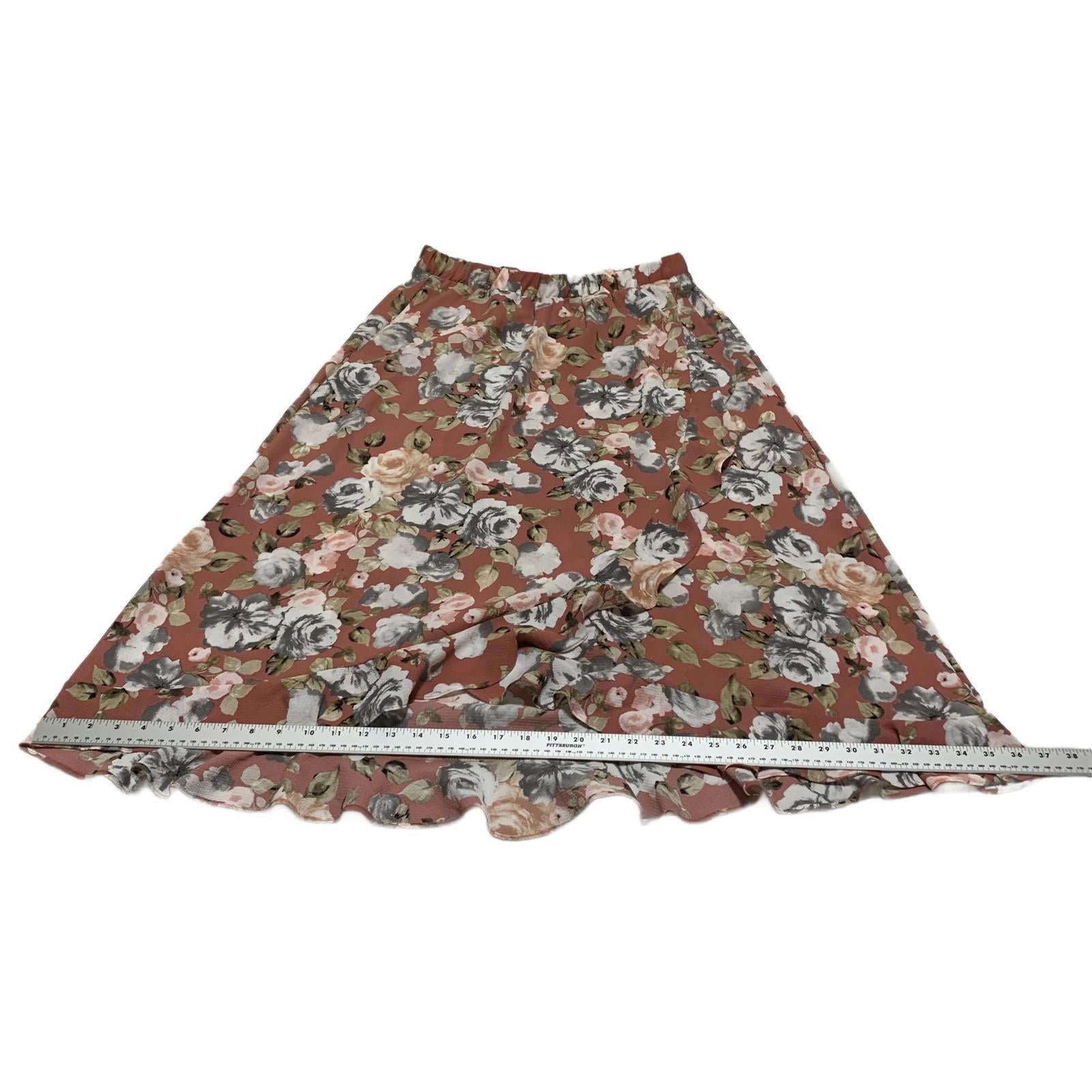 Falda con volantes florales para mujer, talla L, de Green Envelope Los Angeles, fabricada en EE. UU.