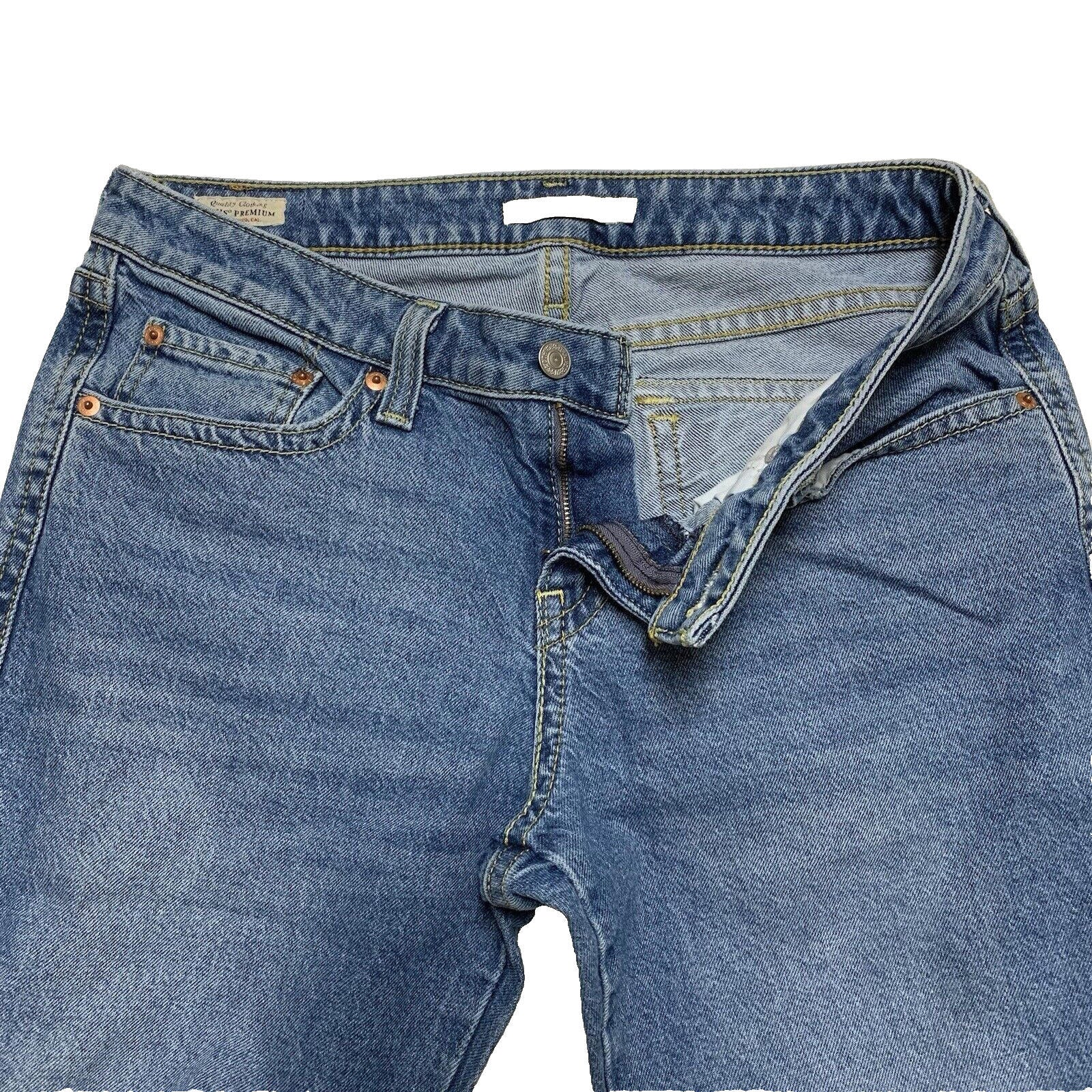 Vaqueros Levi's Premium para mujer, corte acampanado azul, bolsillo con solapa, talla 31/30