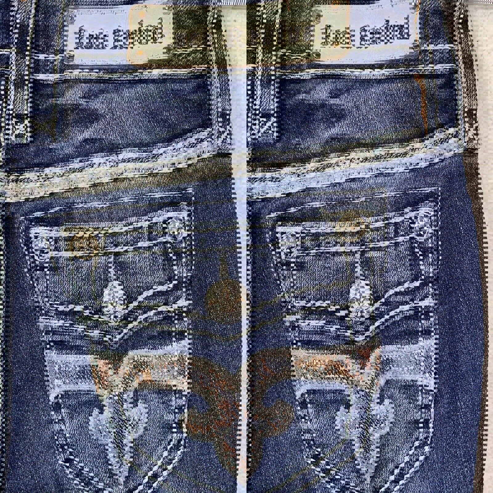 Vaqueros Rock Revival para mujer, talla 27, con bolsillo vaquero y puntadas llamativas