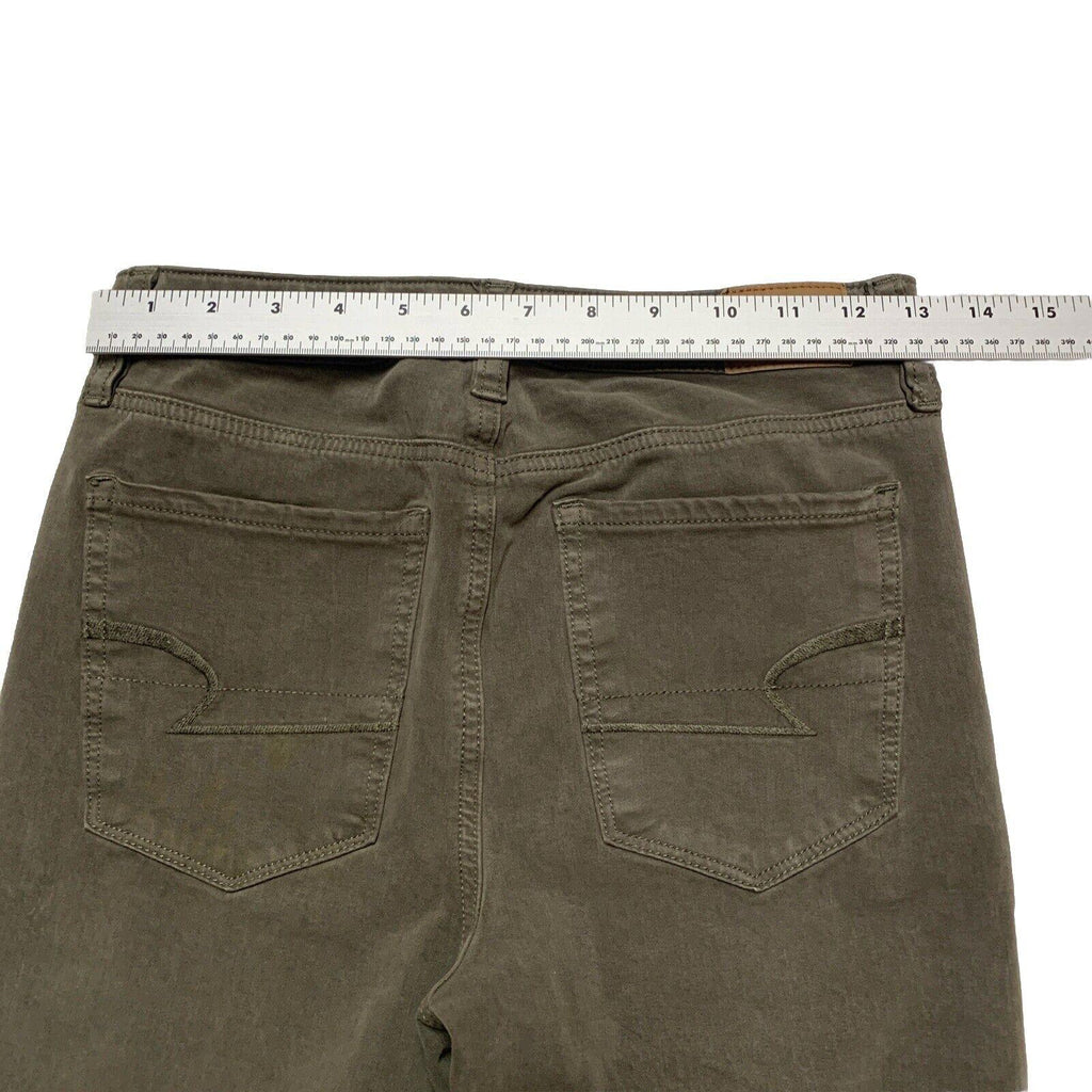 Jeggings elásticos de tiro alto superalto de American Eagle para mujer, talla 2 regular, color verde grisáceo