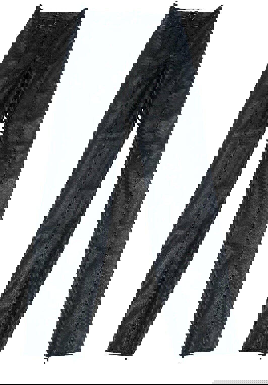 Pantalones Zara para mujer, talla pequeña, negros, de poliéster y piel sintética, hasta el tobillo