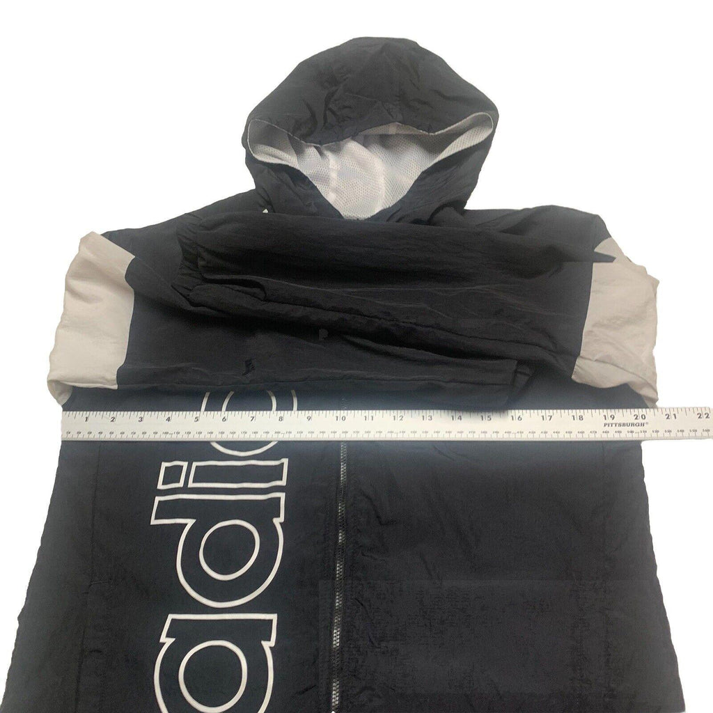 Chaqueta cortavientos con capucha y cremallera completa negra grande para niño de ADIDAS, talla 14/16